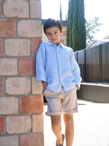 Boy Banded Collar Shirt B LS